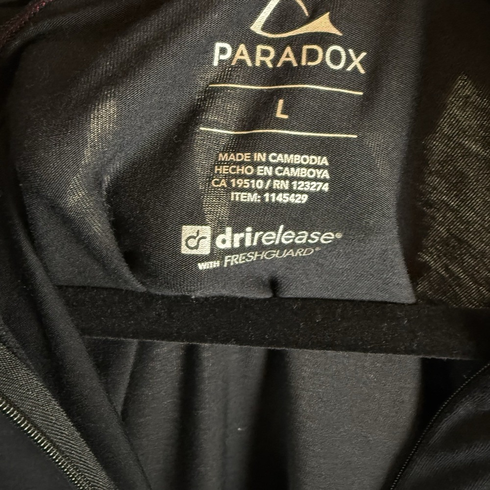 Paradox Pullover Womens LG Black Quarter Zip Thumbholes Wool Blend Base Top - Picture 3 of 5